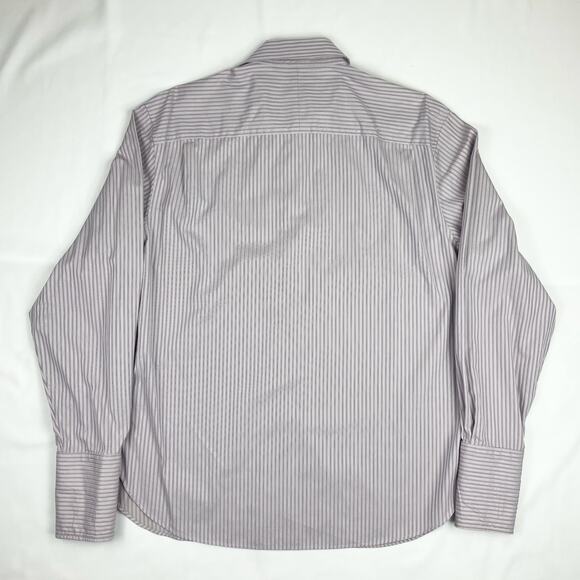 John Varvatos U.S.A. Purple White Stripe Cotton Button Shirt 16 1/2 LONG - Picture 2 of 10
